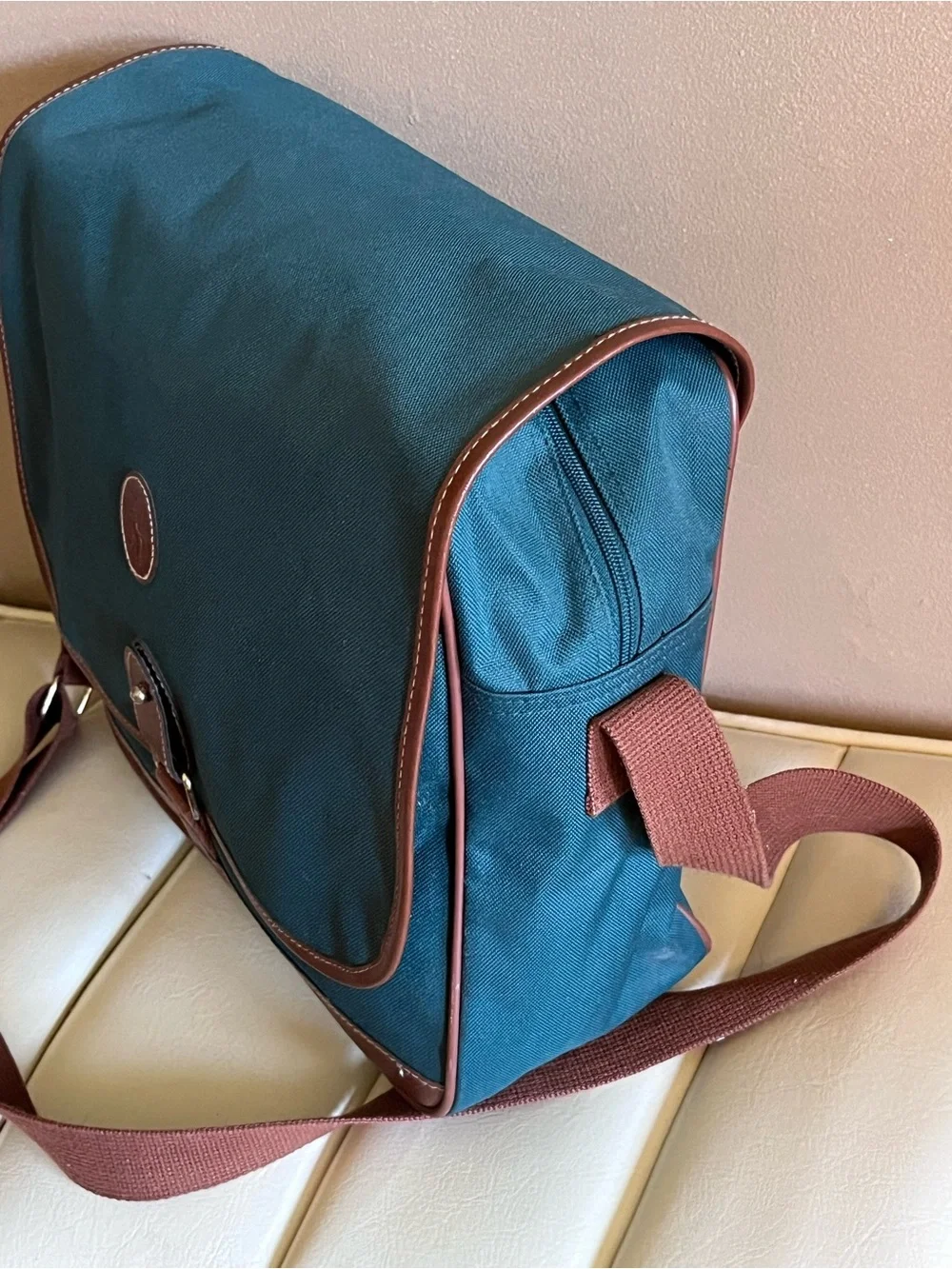 Vtg 90s Polo Ralph Lauren green Luggage Set of 2 Pieces messenger and weekender